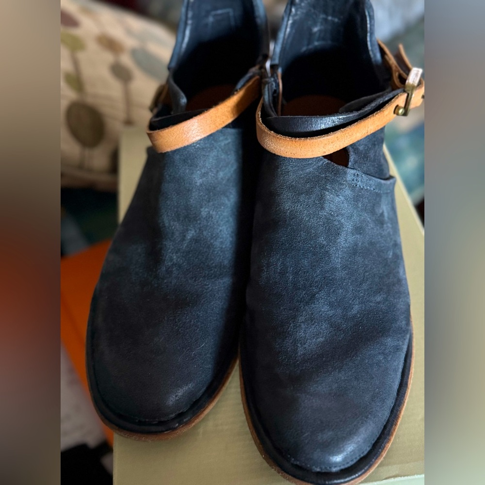 A.S. 98 Blue Suede Ankle Boots with leather strap - Picture 2 of 7